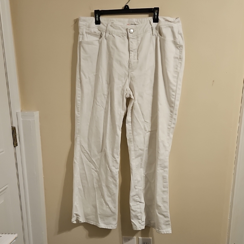 Liz Claiborne Cream Wide Flare Leg Pants